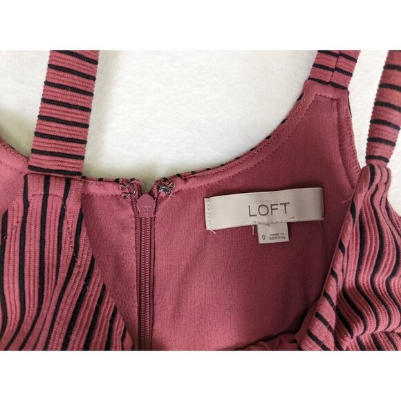 Ann Taylor LOFT Women's Dress Size 0 Pink Striped Stretch Knit Sheath - Picture 6 of 13